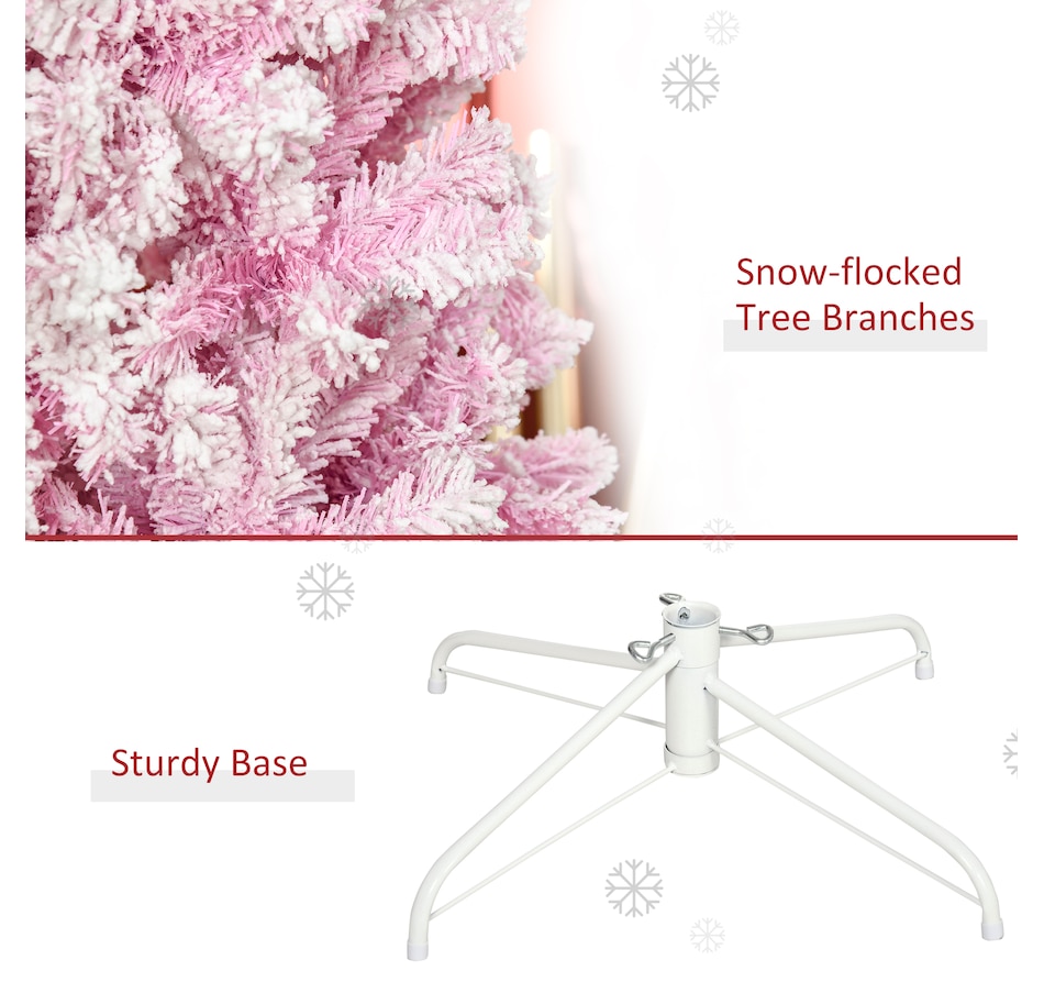 Image 934689_ALTMORE22.jpg, Product 934-689 / Price $74.99, HOMCOM Snow Flocked Pencil Artificial Christmas Tree with Steel Base Pink from HOMCOM on TSC.ca's Home & Garden department