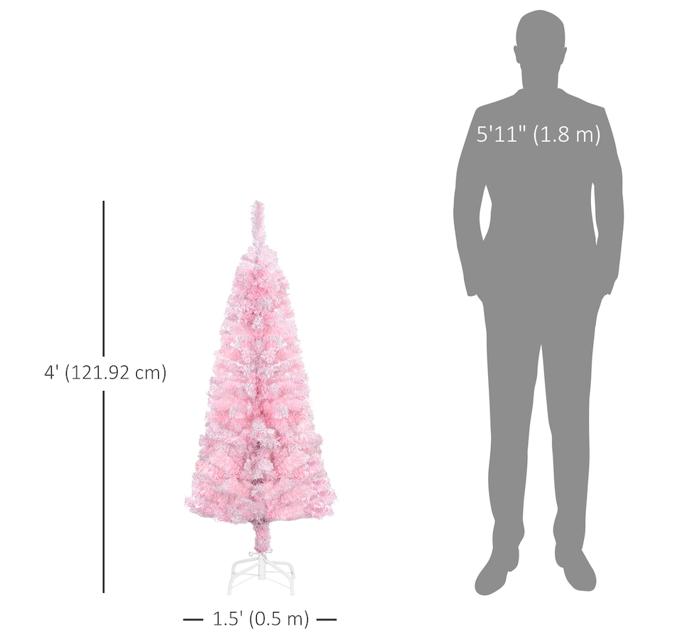 Image 934689_ALTMORE26.jpg, Product 934-689 / Price $74.99, HOMCOM Snow Flocked Pencil Artificial Christmas Tree with Steel Base Pink from HOMCOM on TSC.ca's Home & Garden department