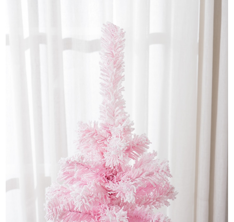 Image 934689_ALTMORE32.jpg, Product 934-689 / Price $74.99, HOMCOM Snow Flocked Pencil Artificial Christmas Tree with Steel Base Pink from HOMCOM on TSC.ca's Home & Garden department