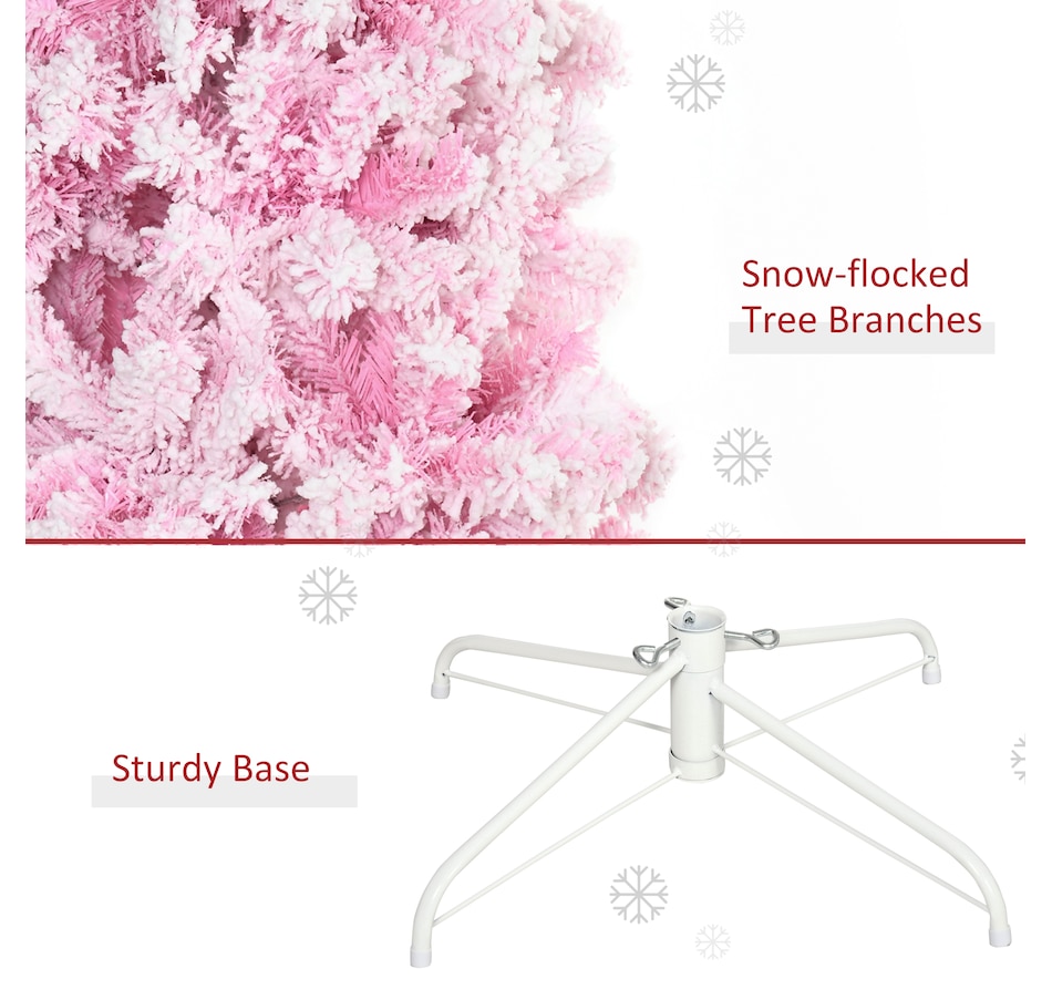 Image 934689_ALTMORE6.jpg, Product 934-689 / Price $74.99, HOMCOM Snow Flocked Pencil Artificial Christmas Tree with Steel Base Pink from HOMCOM on TSC.ca's Home & Garden department