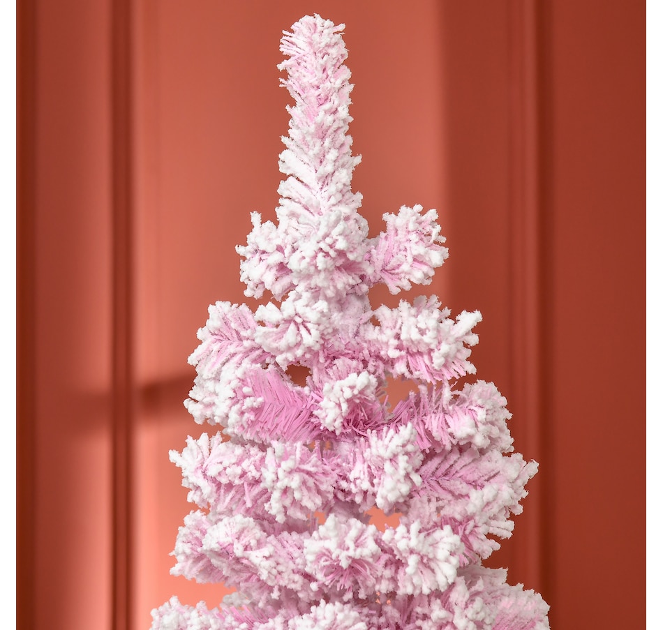 Image 934689_ALTMORE7.jpg, Product 934-689 / Price $74.99, HOMCOM Snow Flocked Pencil Artificial Christmas Tree with Steel Base Pink from HOMCOM on TSC.ca's Home & Garden department