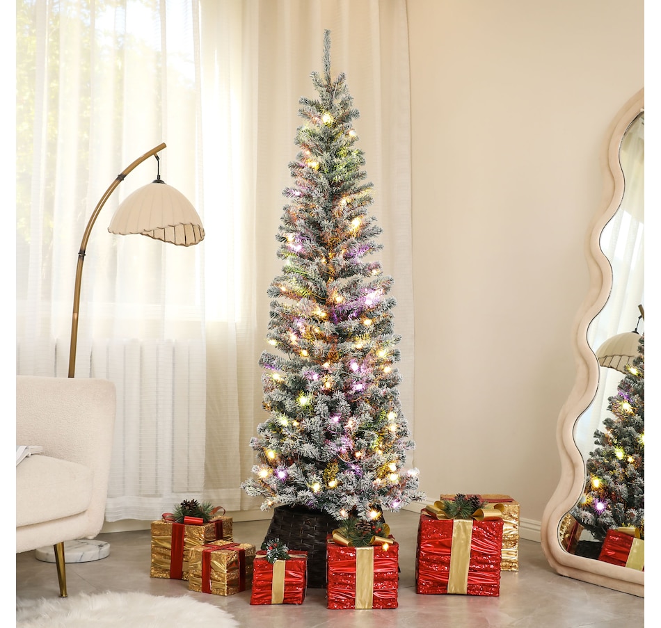 Image 934708_ALTMORE1.jpg, Product 934-708 / Price $94.99, HOMCOM Pencil Artificial Christmas Tree w/ Lights, Flocked Xmas Tree from HOMCOM on TSC.ca's Home & Garden department