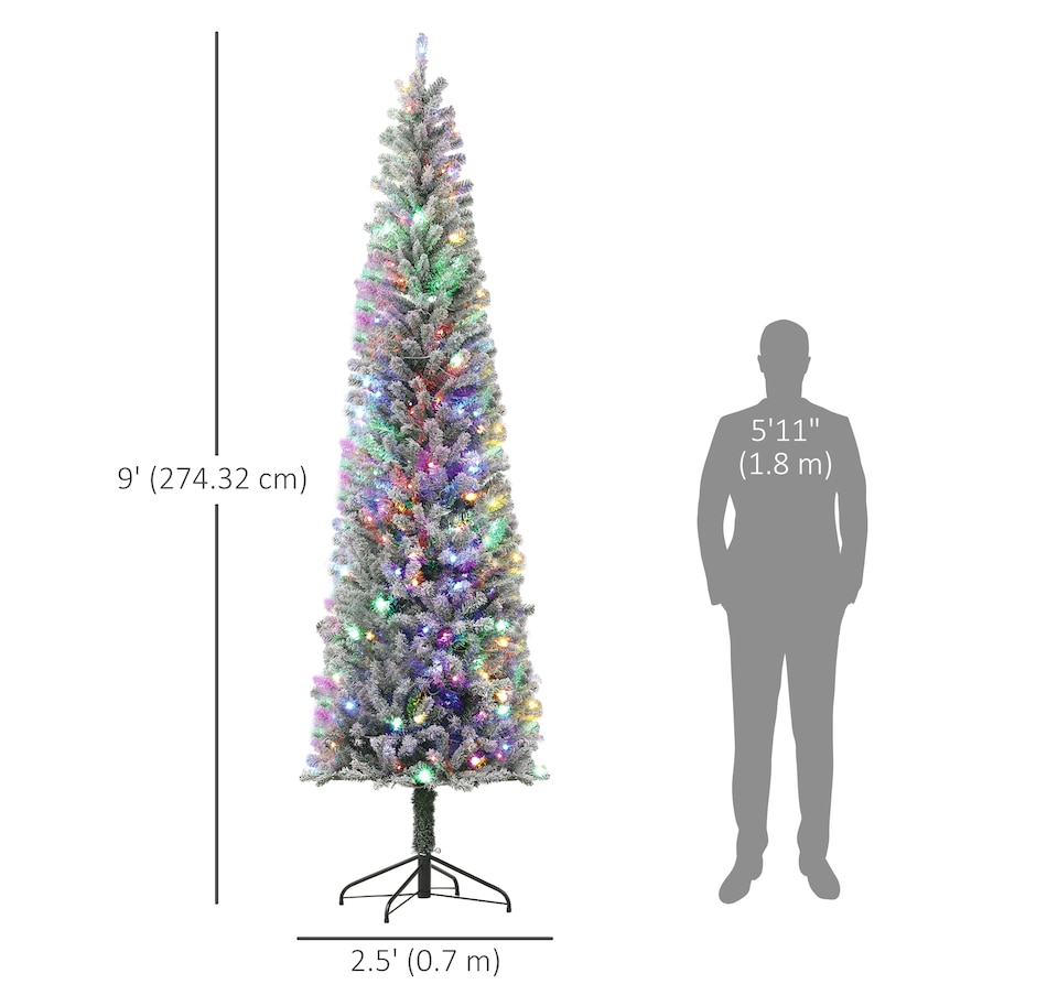 Image 934708_ALTMORE10.jpg, Product 934-708 / Price $94.99, HOMCOM Pencil Artificial Christmas Tree w/ Lights, Flocked Xmas Tree from HOMCOM on TSC.ca's Home & Garden department