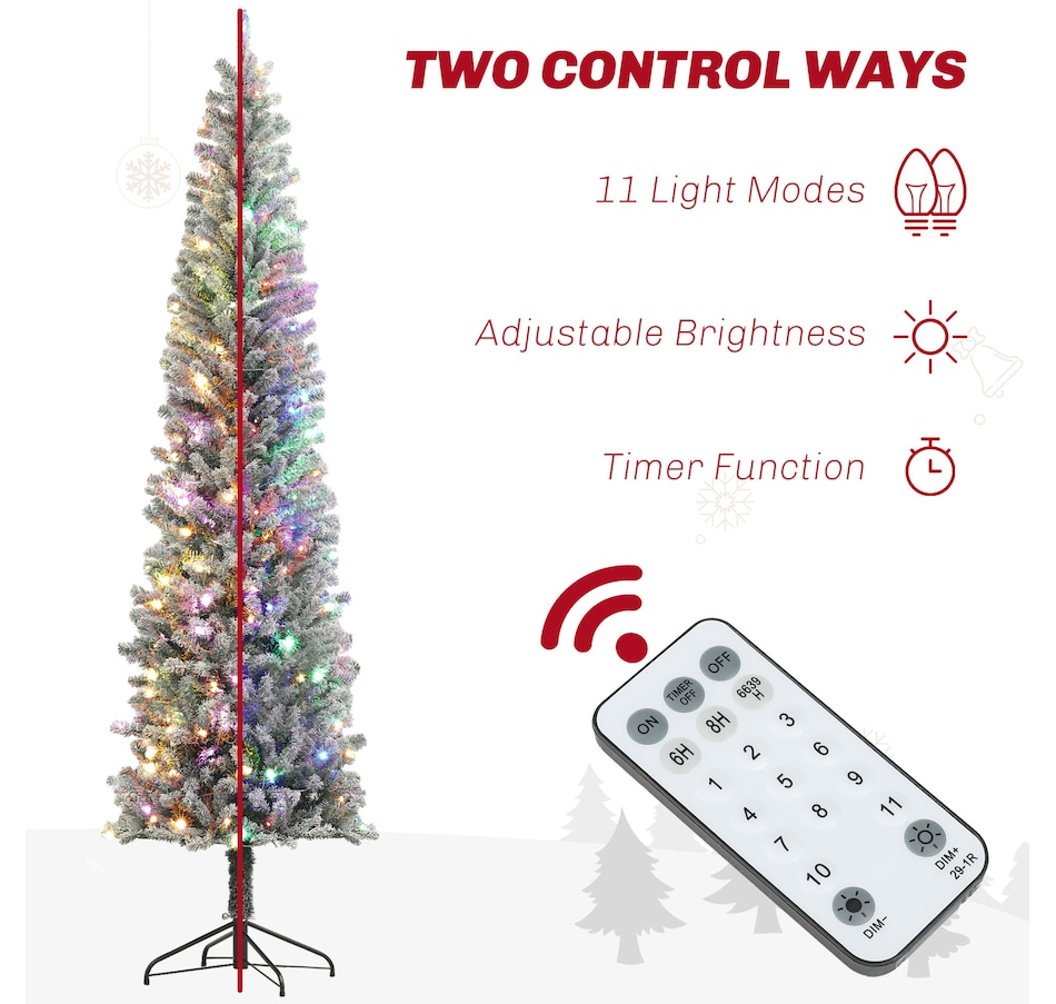 Image 934708_ALTMORE12.jpg, Product 934-708 / Price $94.99, HOMCOM Pencil Artificial Christmas Tree w/ Lights, Flocked Xmas Tree from HOMCOM on TSC.ca's Home & Garden department