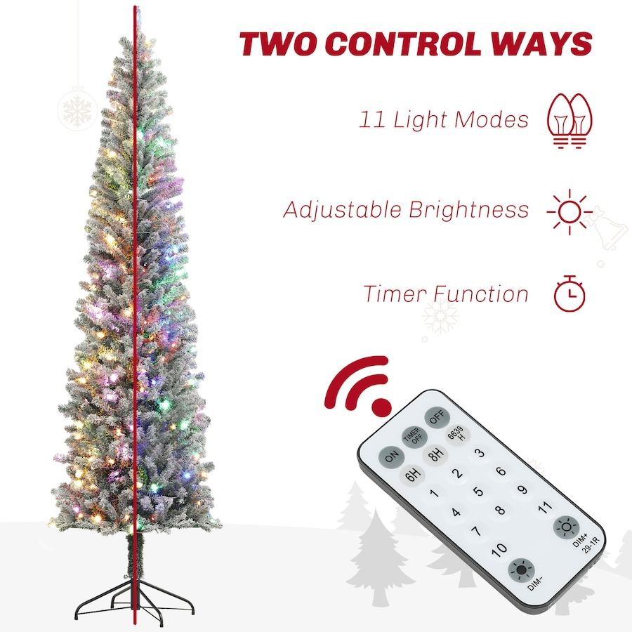 Image 934708_ALTMORE12.jpg, Product 934-708 / Price $109.99, HOMCOM Pencil Artificial Christmas Tree w/ Lights, Flocked Xmas Tree from HOMCOM on TSC.ca's Home & Garden department