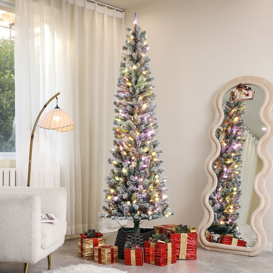 Image 934708_ALTMORE15.jpg, Product 934-708 / Price $109.99, HOMCOM Pencil Artificial Christmas Tree w/ Lights, Flocked Xmas Tree from HOMCOM on TSC.ca's Home & Garden department