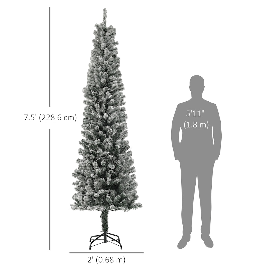 Image 934708_ALTMORE16.jpg, Product 934-708 / Price $94.99, HOMCOM Pencil Artificial Christmas Tree w/ Lights, Flocked Xmas Tree from HOMCOM on TSC.ca's Home & Garden department