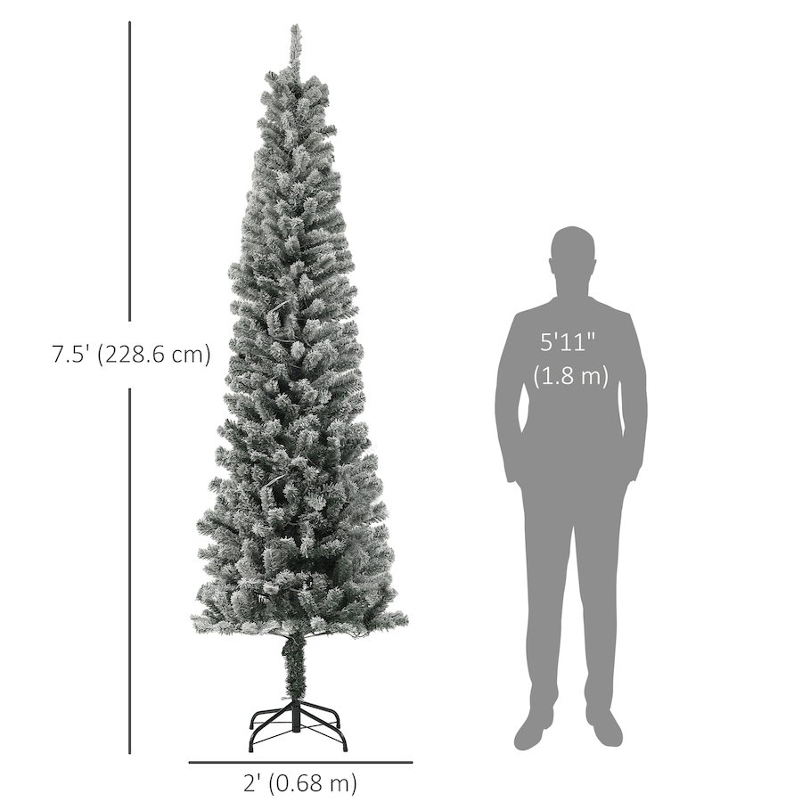 Image 934708_ALTMORE16.jpg, Product 934-708 / Price $109.99, HOMCOM Pencil Artificial Christmas Tree w/ Lights, Flocked Xmas Tree from HOMCOM on TSC.ca's Home & Garden department