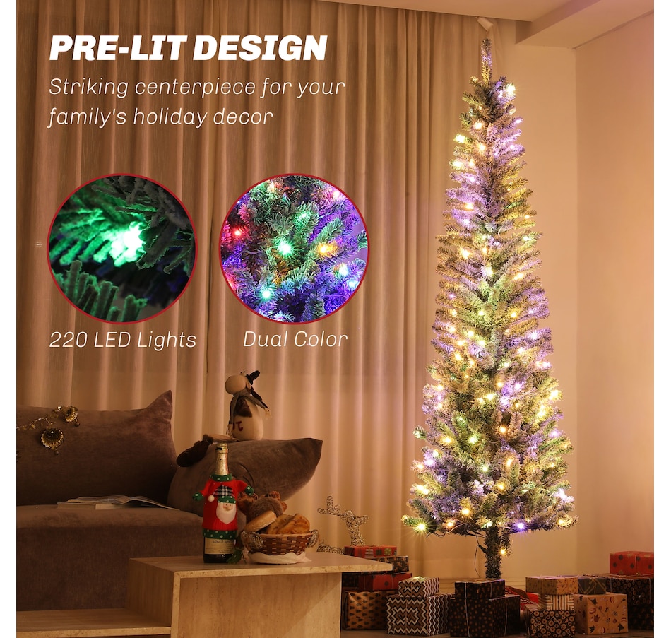 Image 934708_ALTMORE17.jpg, Product 934-708 / Price $94.99, HOMCOM Pencil Artificial Christmas Tree w/ Lights, Flocked Xmas Tree from HOMCOM on TSC.ca's Home & Garden department
