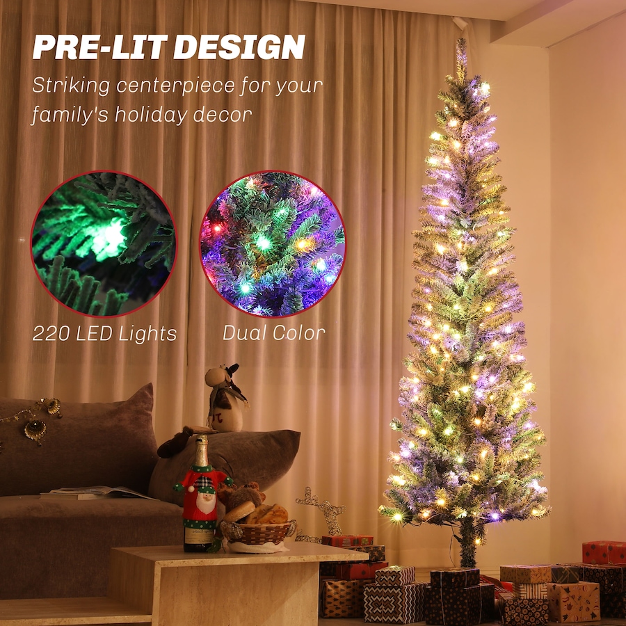 Image 934708_ALTMORE17.jpg, Product 934-708 / Price $109.99, HOMCOM Pencil Artificial Christmas Tree w/ Lights, Flocked Xmas Tree from HOMCOM on TSC.ca's Home & Garden department