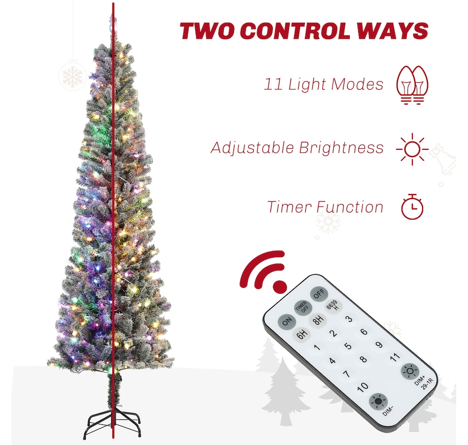 Image 934708_ALTMORE18.jpg, Product 934-708 / Price $94.99, HOMCOM Pencil Artificial Christmas Tree w/ Lights, Flocked Xmas Tree from HOMCOM on TSC.ca's Home & Garden department