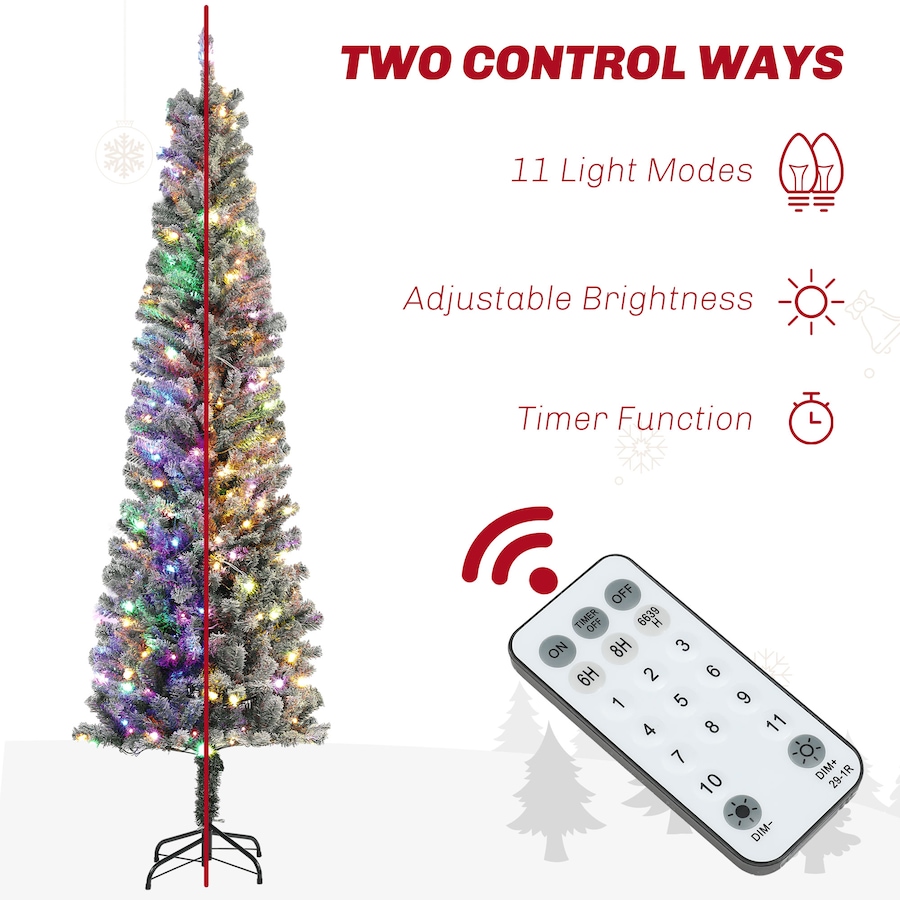 Image 934708_ALTMORE18.jpg, Product 934-708 / Price $109.99, HOMCOM Pencil Artificial Christmas Tree w/ Lights, Flocked Xmas Tree from HOMCOM on TSC.ca's Home & Garden department