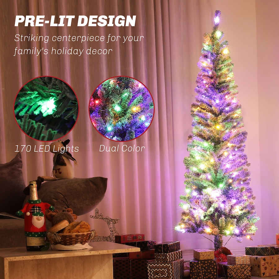 Image 934708_ALTMORE3.jpg, Product 934-708 / Price $109.99, HOMCOM Pencil Artificial Christmas Tree w/ Lights, Flocked Xmas Tree from HOMCOM on TSC.ca's Home & Garden department