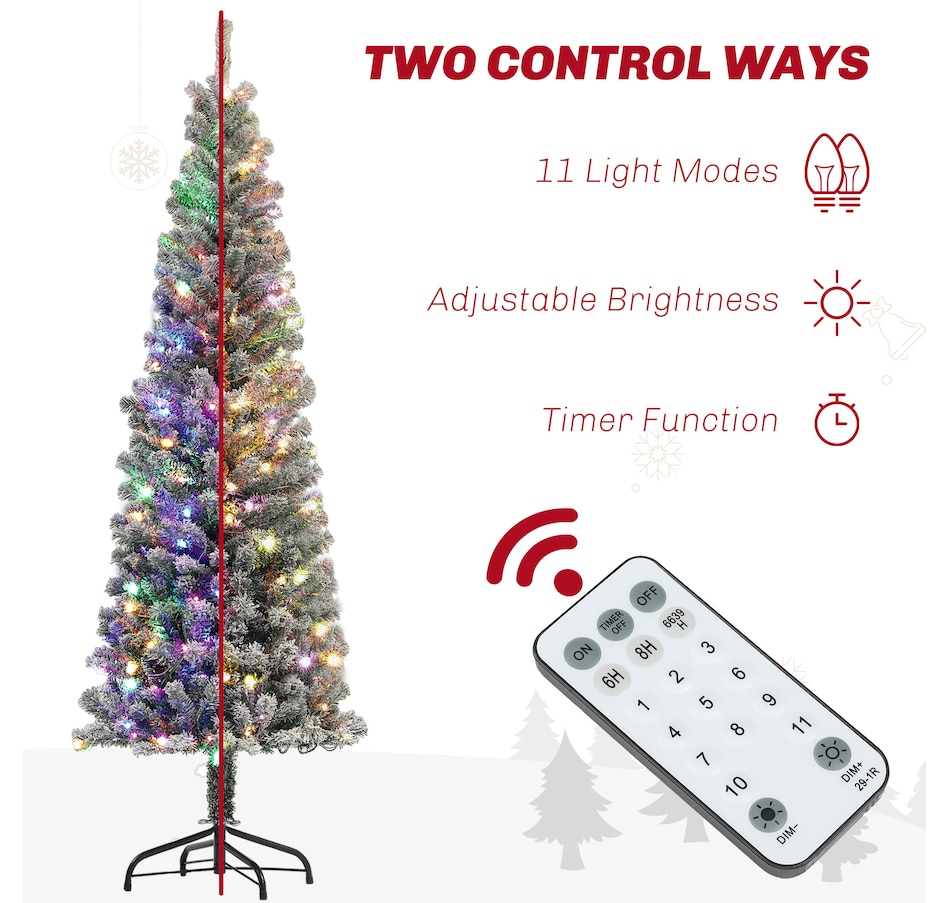 Image 934708_ALTMORE4.jpg, Product 934-708 / Price $94.99, HOMCOM Pencil Artificial Christmas Tree w/ Lights, Flocked Xmas Tree from HOMCOM on TSC.ca's Home & Garden department