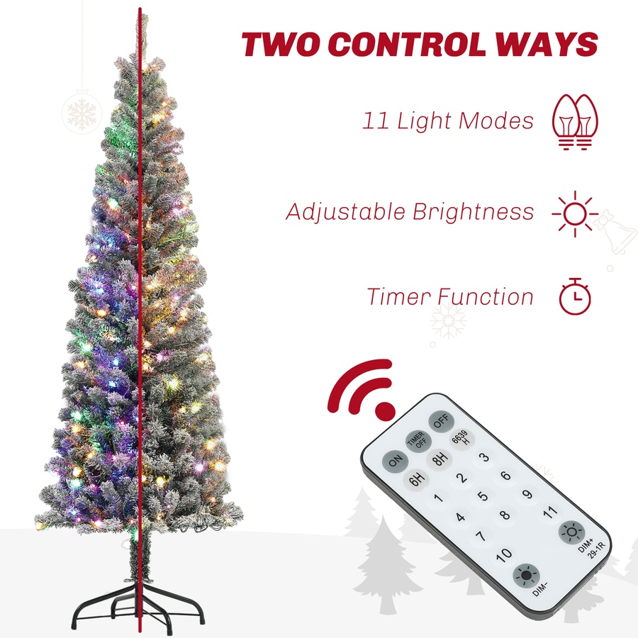 Image 934708_ALTMORE4.jpg, Product 934-708 / Price $109.99, HOMCOM Pencil Artificial Christmas Tree w/ Lights, Flocked Xmas Tree from HOMCOM on TSC.ca's Home & Garden department