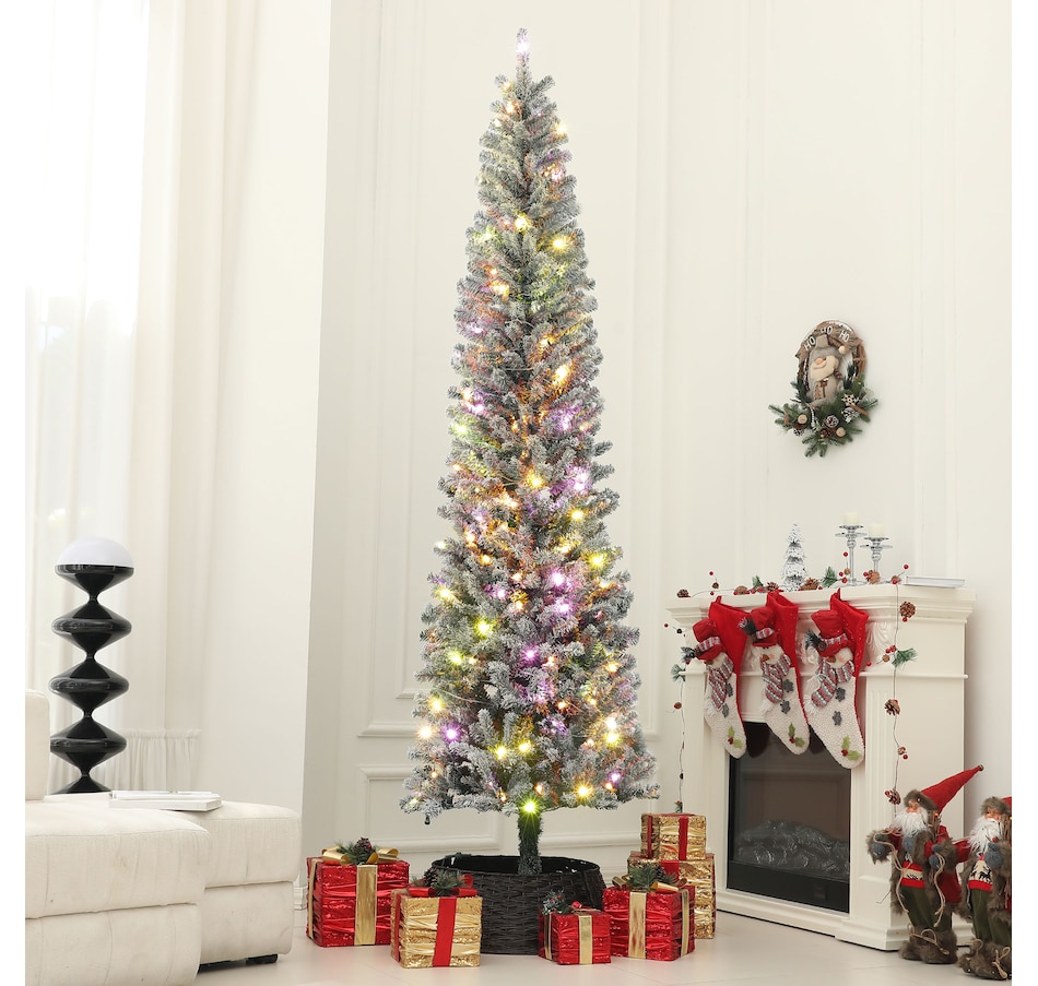 Image 934708_ALTMORE9.jpg, Product 934-708 / Price $94.99, HOMCOM Pencil Artificial Christmas Tree w/ Lights, Flocked Xmas Tree from HOMCOM on TSC.ca's Home & Garden department