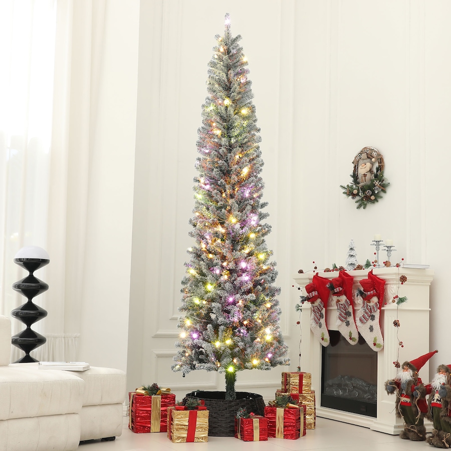 Image 934708_ALTMORE9.jpg, Product 934-708 / Price $109.99, HOMCOM Pencil Artificial Christmas Tree w/ Lights, Flocked Xmas Tree from HOMCOM on TSC.ca's Home & Garden department