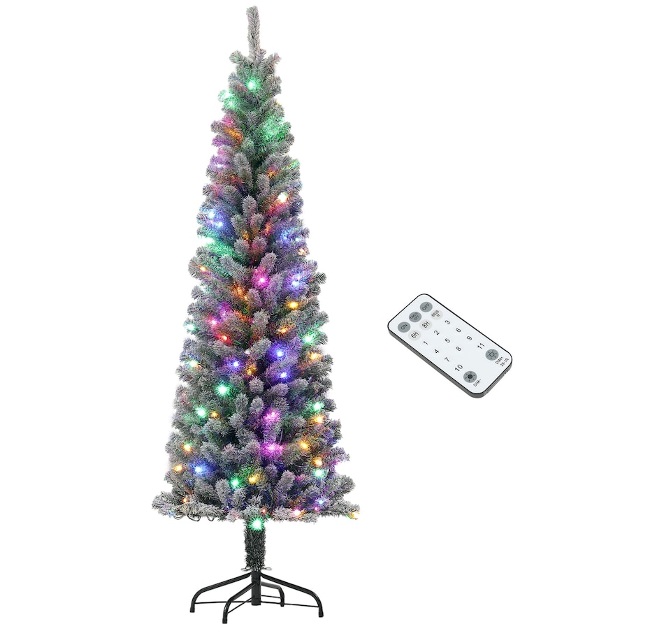 Image 934708_ST01.jpg, Product 934-708 / Price $94.99, HOMCOM Pencil Artificial Christmas Tree w/ Lights, Flocked Xmas Tree from HOMCOM on TSC.ca's Home & Garden department