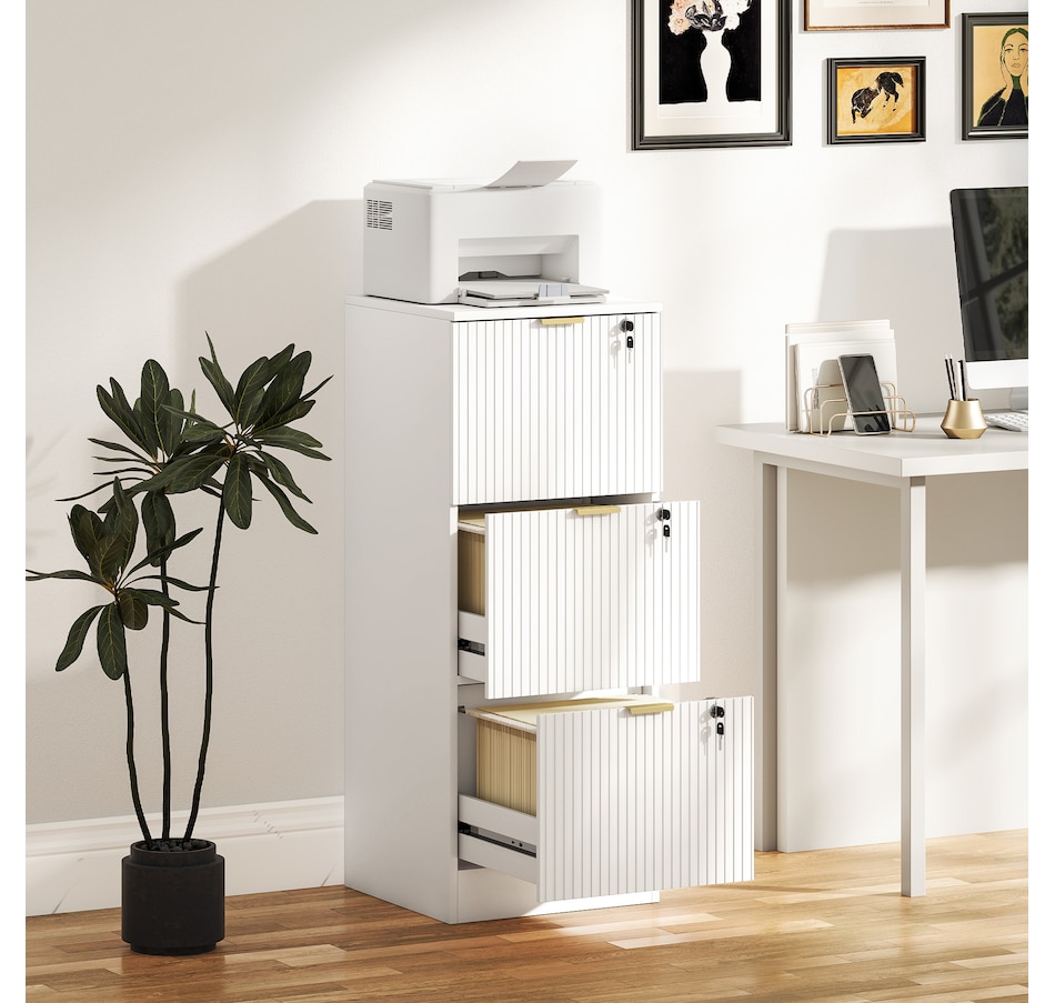 Image 934712_ALTMORE1.jpg, Product 934-712 / Price $139.99 - $186.99, HOMCOM File Cabinet Fluted Vertical Filing Cabinet with Lock from HOMCOM on TSC.ca's Home & Garden department