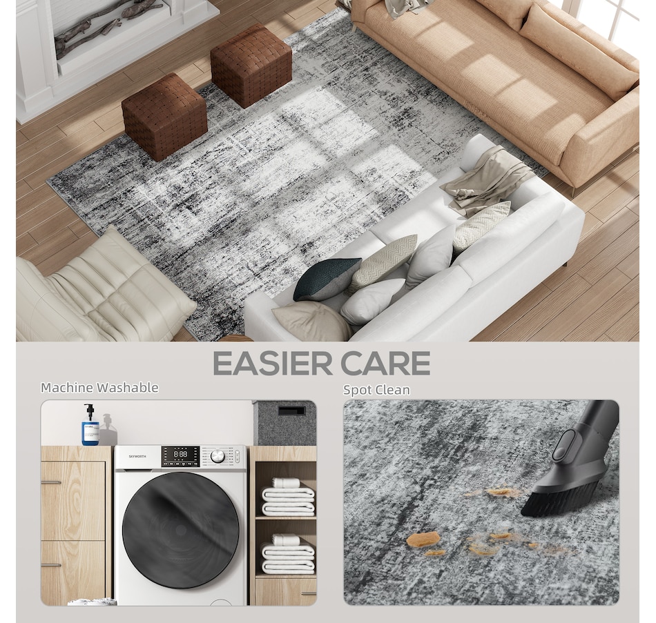 Image 934715_ALTMORE11.jpg, Product 934-715 / Price $73.99 - $100.93, HOMCOM Area Rug, Modern Abstract Washable Rug for Living Room, Grey from HOMCOM on TSC.ca's Home & Garden department