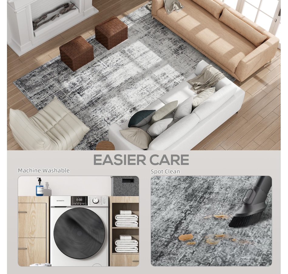 Image 934715_ALTMORE13.jpg, Product 934-715 / Price $73.99 - $100.93, HOMCOM Area Rug, Modern Abstract Washable Rug for Living Room, Grey from HOMCOM on TSC.ca's Home & Garden department