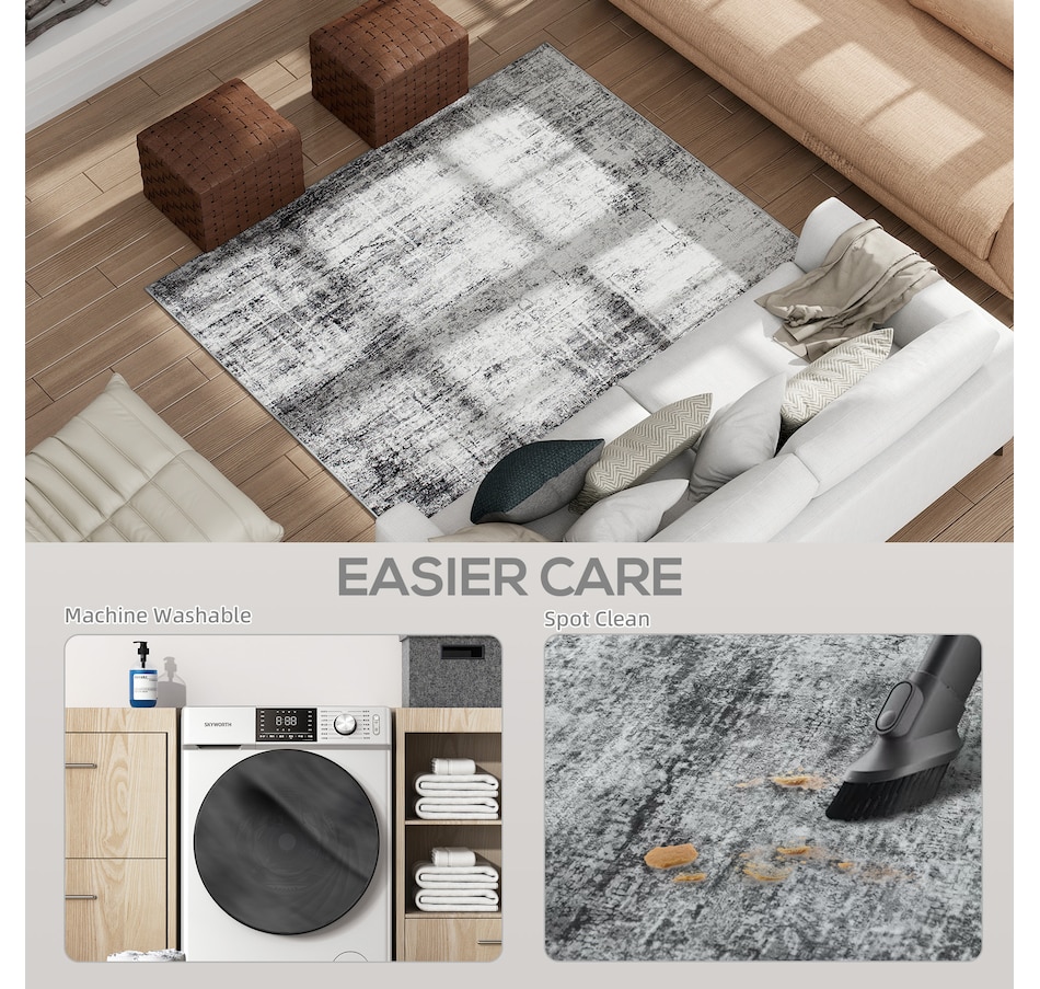 Image 934715_ALTMORE16.jpg, Product 934-715 / Price $73.99 - $100.93, HOMCOM Area Rug, Modern Abstract Washable Rug for Living Room, Grey from HOMCOM on TSC.ca's Home & Garden department