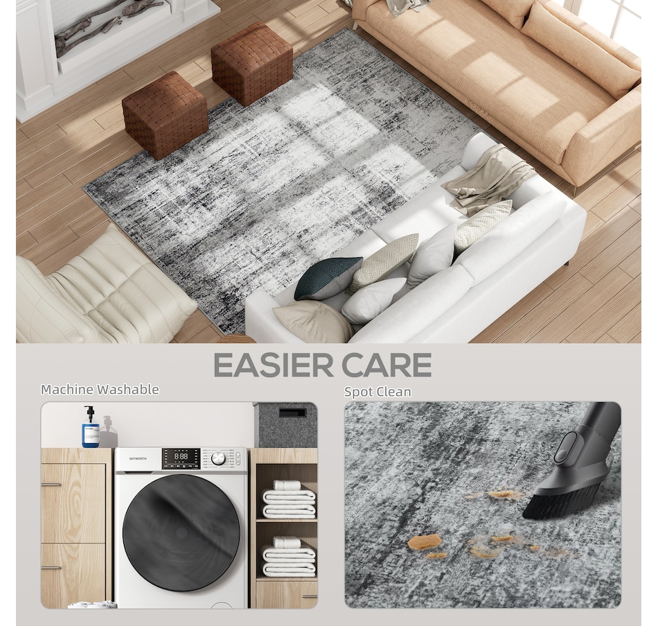 Image 934715_ALTMORE4.jpg, Product 934-715 / Price $73.99 - $100.93, HOMCOM Area Rug, Modern Abstract Washable Rug for Living Room, Grey from HOMCOM on TSC.ca's Home & Garden department