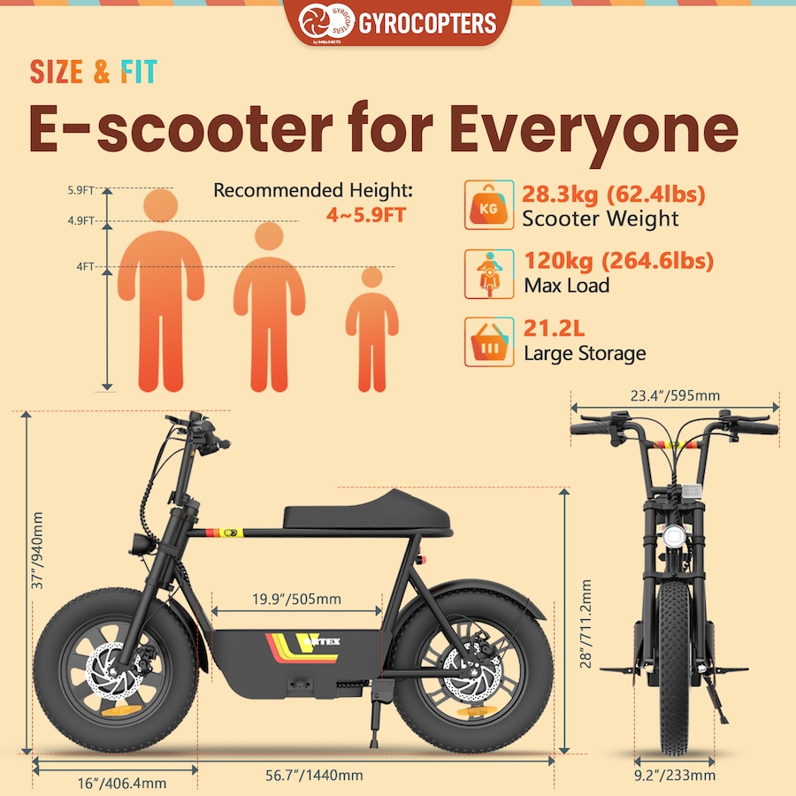 Image 934728_ALTMORE6.jpg, Product 934-728 / Price $749.99, Gyrocopters Vortex Electric Scooter for Adults | Retro Fun E-Bike with Large Storage & GPS Tracker from Gyrocopters on TSC.ca's Health & Fitness department