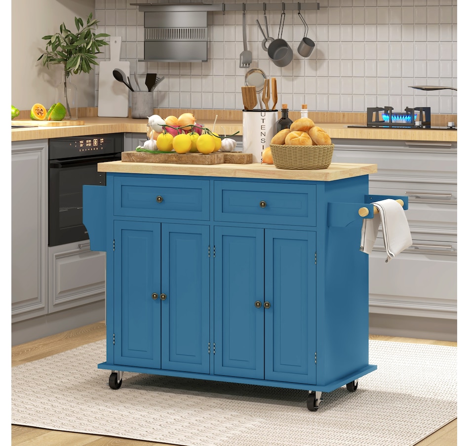 Image 934763_ALTMORE1.jpg, Product 934-763 / Price $234.99, Kitchen Island Cart W/spice Rack & Towel Rack from HOMCOM on TSC.ca's Home & Garden department