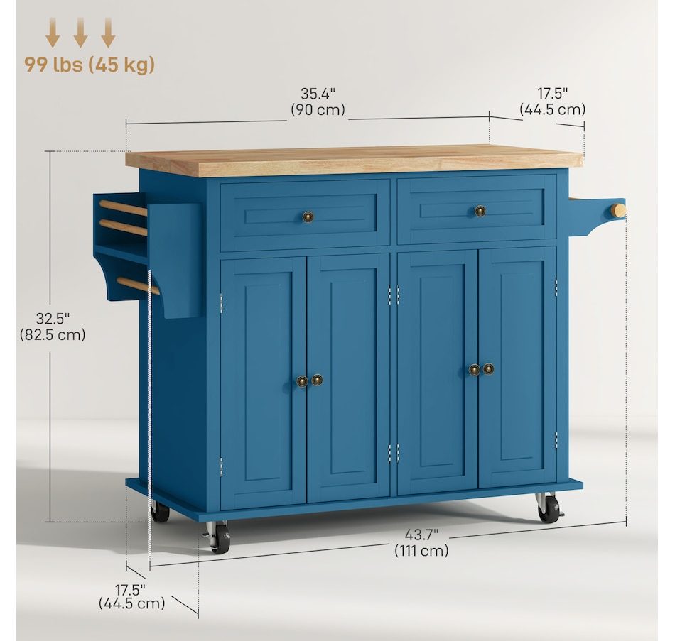 Image 934763_ALTMORE2.jpg, Product 934-763 / Price $234.99, Kitchen Island Cart W/spice Rack & Towel Rack from HOMCOM on TSC.ca's Home & Garden department