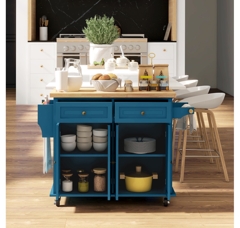 Image 934763_ALTMORE7.jpg, Product 934-763 / Price $234.99, Kitchen Island Cart W/spice Rack & Towel Rack from HOMCOM on TSC.ca's Home & Garden department
