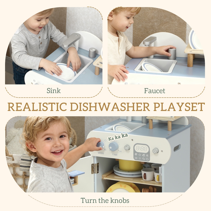 Image 934774_ALTMORE3.jpg, Product 934-774 / Price $45.99, Qaba Wooden Dishwasher Playset, Pretend Play Kitchen Toys with Accessories from Qaba on TSC.ca's Toys & Hobbies department