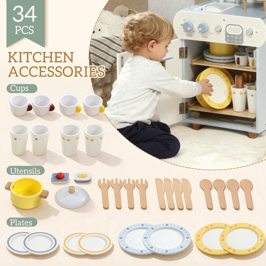 Image 934774_ALTMORE4.jpg, Product 934-774 / Price $45.99, Qaba Wooden Dishwasher Playset, Pretend Play Kitchen Toys with Accessories from Qaba on TSC.ca's Toys & Hobbies department