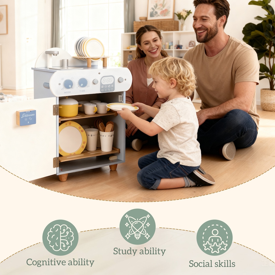 Image 934774_ALTMORE6.jpg, Product 934-774 / Price $45.99, Qaba Wooden Dishwasher Playset, Pretend Play Kitchen Toys with Accessories from Qaba on TSC.ca's Toys & Hobbies department