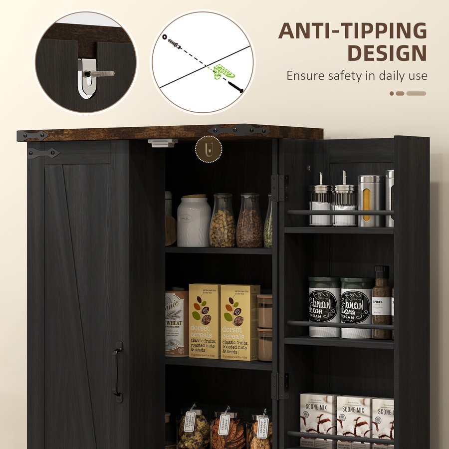 Image 934782_ALTMORE5.jpg, Product 934-782 / Price $124.99, HOMCOM Kitchen Pantry Cabinet Storage Cabinet with Adjustable Shelves Black from HOMCOM on TSC.ca's Home & Garden department