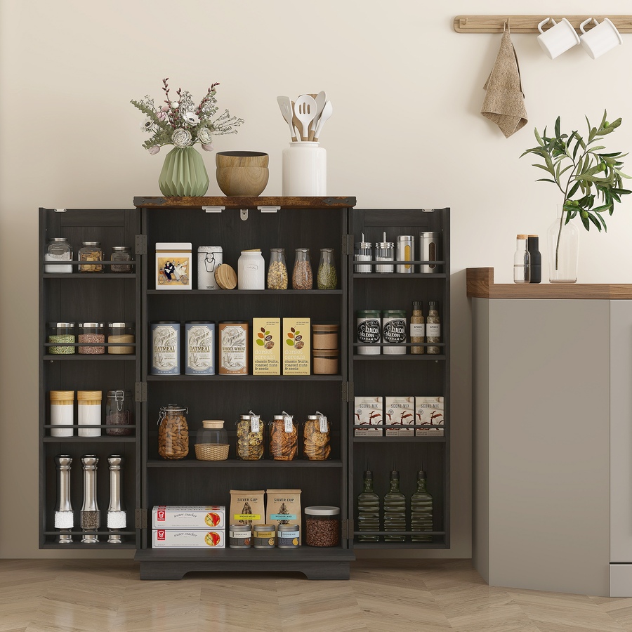 Image 934782_ALTMORE8.jpg, Product 934-782 / Price $124.99, HOMCOM Kitchen Pantry Cabinet Storage Cabinet with Adjustable Shelves Black from HOMCOM on TSC.ca's Home & Garden department