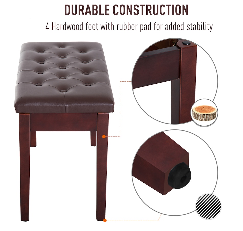 Image 934795_ALTMORE5.jpg, Product 934-795 / Price $79.99, 30" Padded Storage Piano Bench Artist Keyboard Seat Faux Leather Brown from HOMCOM on TSC.ca's Toys & Hobbies department