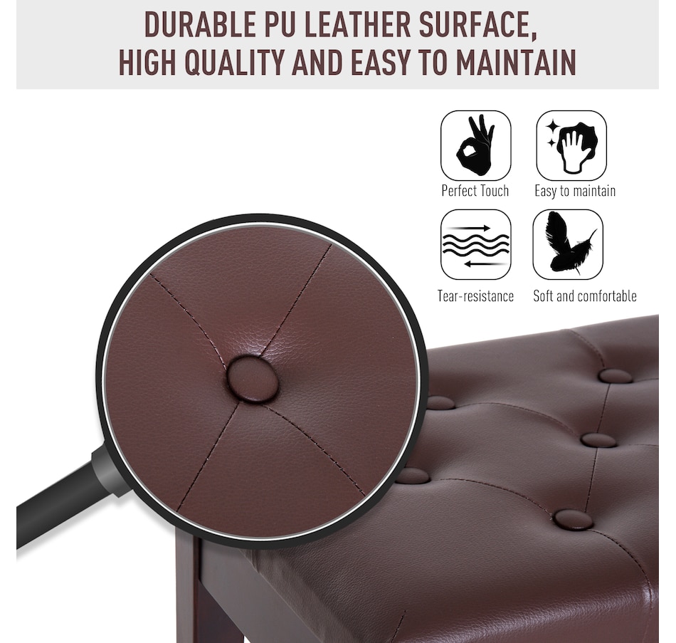 Image 934795_ALTMORE6.jpg, Product 934-795 / Price $79.99, 30" Padded Storage Piano Bench Artist Keyboard Seat Faux Leather Brown from HOMCOM on TSC.ca's Toys & Hobbies department