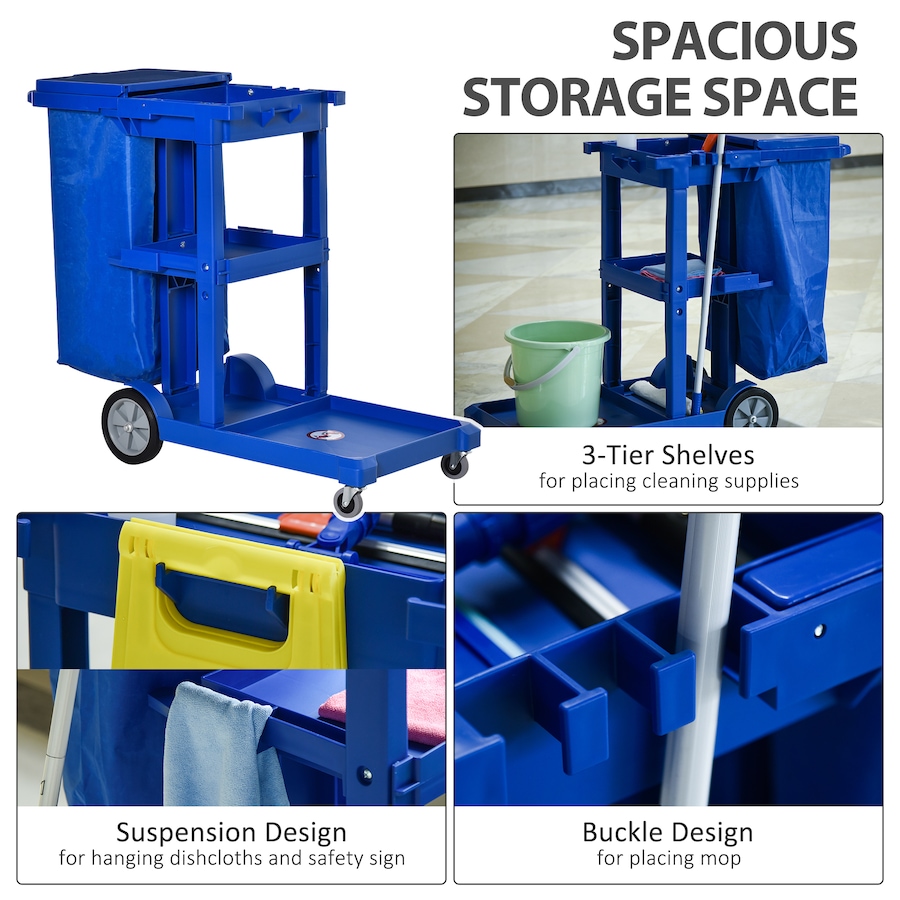 Image 934803_ALTMORE3.jpg, Product 934-803 / Price $128.16, HOMCOM Commercial Janitorial Cart, Professional Cleaning Trolley, Blue from HOMCOM on TSC.ca's Home & Garden department