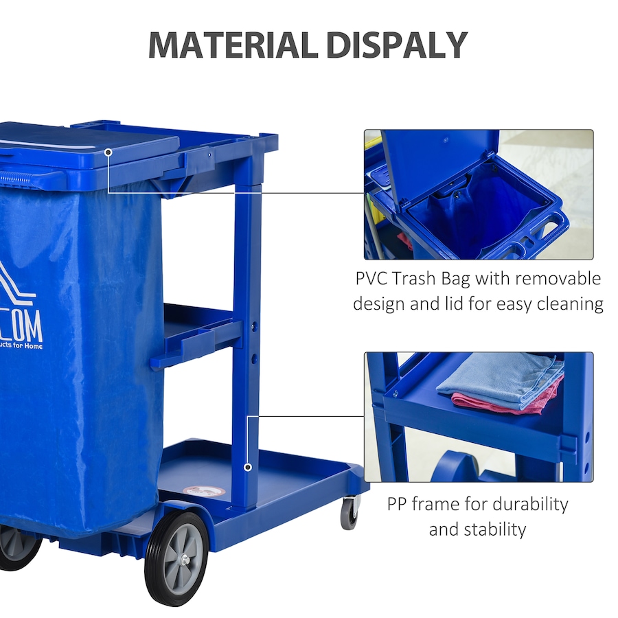 Image 934803_ALTMORE5.jpg, Product 934-803 / Price $128.16, HOMCOM Commercial Janitorial Cart, Professional Cleaning Trolley, Blue from HOMCOM on TSC.ca's Home & Garden department