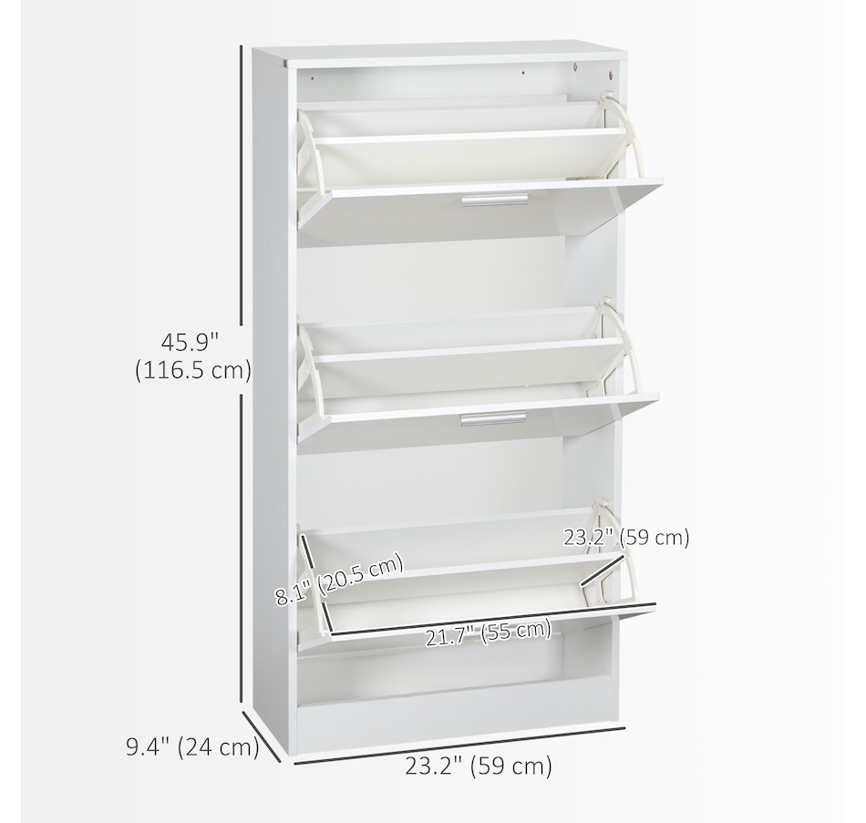 Image 934821_ALTMORE2.jpg, Product 934-821 / Price $129.99, HOMCOM Narrow Shoe Storage Cabinet with 3 Flip Drawers and Adjustable Shelves from HOMCOM on TSC.ca's Home & Garden department