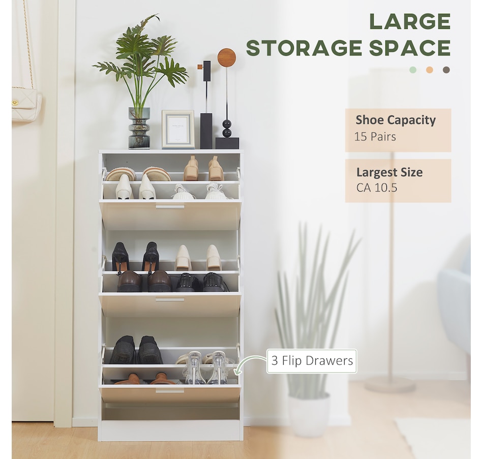 Image 934821_ALTMORE3.jpg, Product 934-821 / Price $129.99, HOMCOM Narrow Shoe Storage Cabinet with 3 Flip Drawers and Adjustable Shelves from HOMCOM on TSC.ca's Home & Garden department