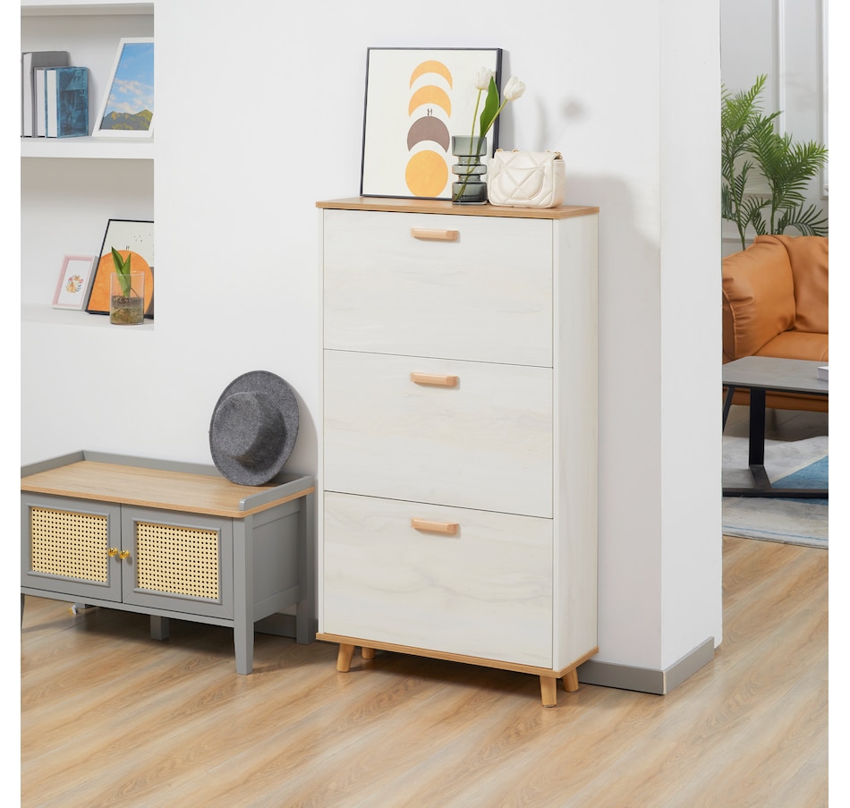 Image 934823_ALTMORE1.jpg, Product 934-823 / Price $269.99, HOMCOM 12 Pair Shoe Storage Cabinet w/ Flip Drawers for Entryway White from HOMCOM on TSC.ca's Home & Garden department