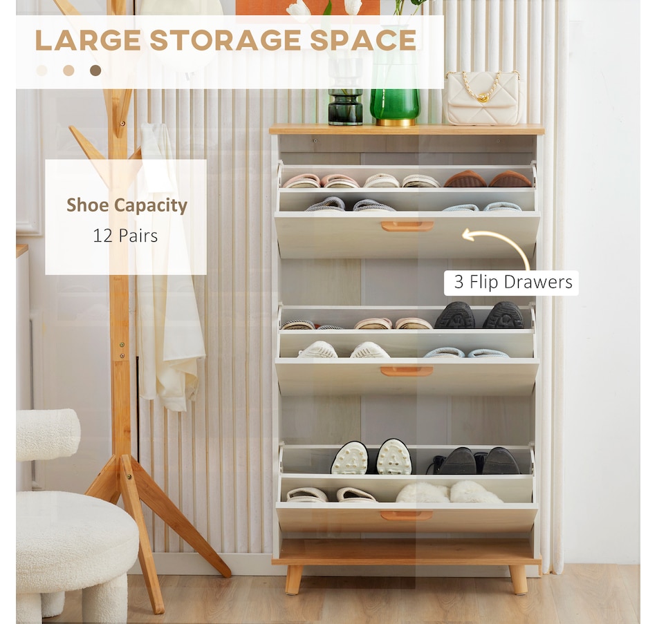 Image 934823_ALTMORE3.jpg, Product 934-823 / Price $269.99, HOMCOM 12 Pair Shoe Storage Cabinet w/ Flip Drawers for Entryway White from HOMCOM on TSC.ca's Home & Garden department
