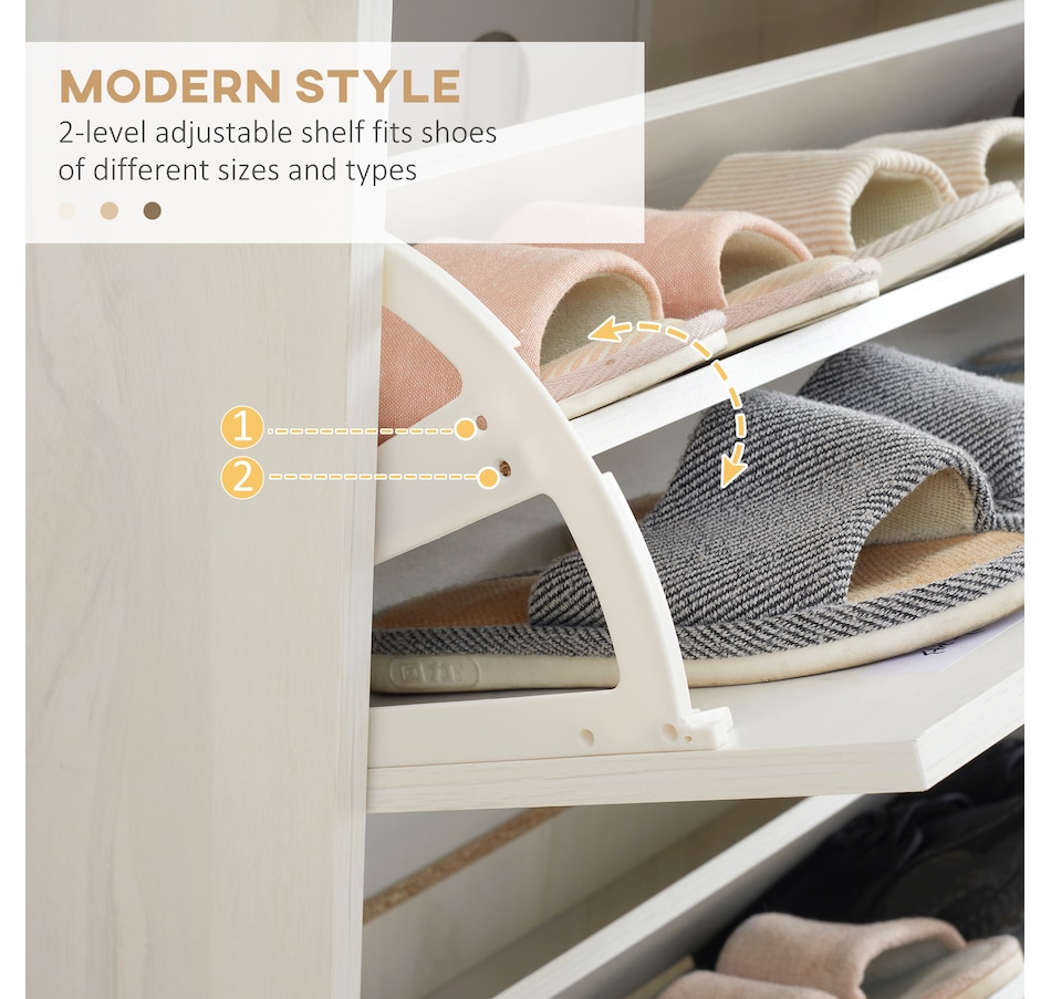 Image 934823_ALTMORE4.jpg, Product 934-823 / Price $269.99, HOMCOM 12 Pair Shoe Storage Cabinet w/ Flip Drawers for Entryway White from HOMCOM on TSC.ca's Home & Garden department