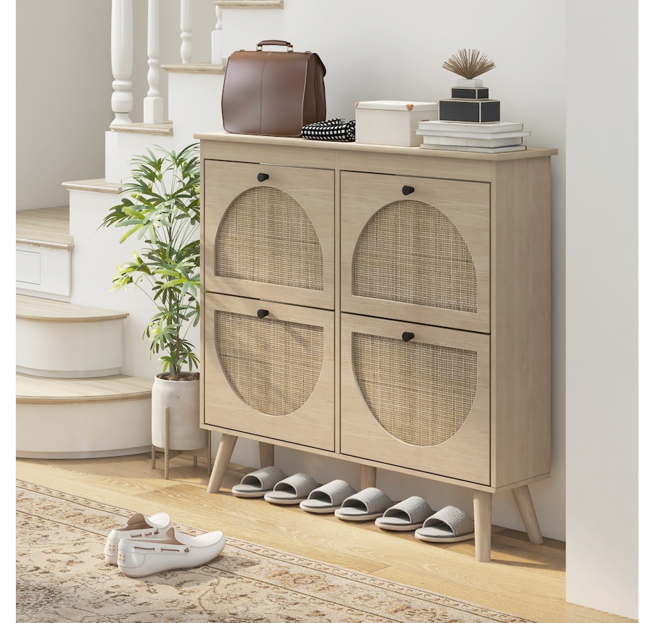 Image 934827_ALTMORE1.jpg, Product 934-827 / Price $189.99, HOMCOM Shoe Storage Cabinet, Narrow Shoe Cabinet with 4 Flip Drawers, Oak from HOMCOM on TSC.ca's Home & Garden department
