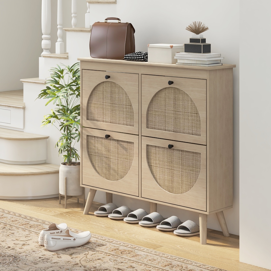 Image 934827_ALTMORE1.jpg, Product 934-827 / Price $204.99, HOMCOM Shoe Storage Cabinet, Narrow Shoe Cabinet with 4 Flip Drawers, Oak from HOMCOM on TSC.ca's Home & Garden department
