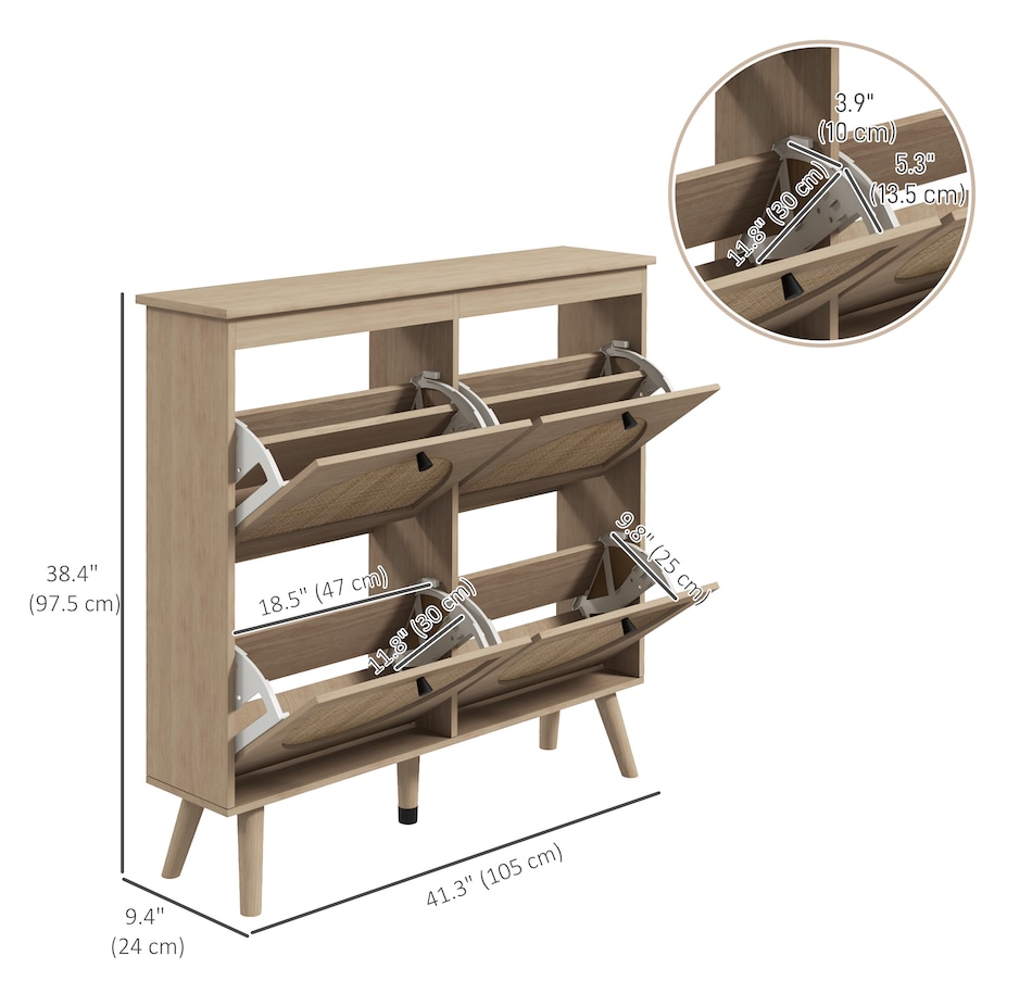 Image 934827_ALTMORE2.jpg, Product 934-827 / Price $189.99, HOMCOM Shoe Storage Cabinet, Narrow Shoe Cabinet with 4 Flip Drawers, Oak from HOMCOM on TSC.ca's Home & Garden department