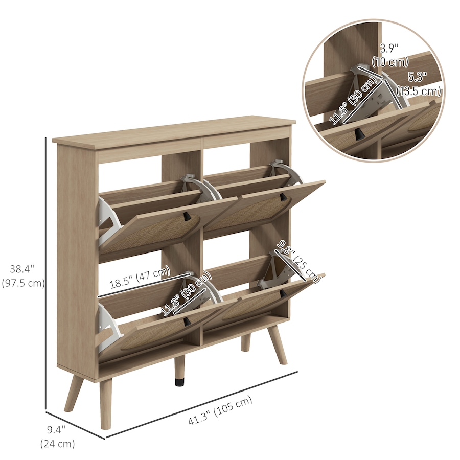 Image 934827_ALTMORE2.jpg, Product 934-827 / Price $204.99, HOMCOM Shoe Storage Cabinet, Narrow Shoe Cabinet with 4 Flip Drawers, Oak from HOMCOM on TSC.ca's Home & Garden department