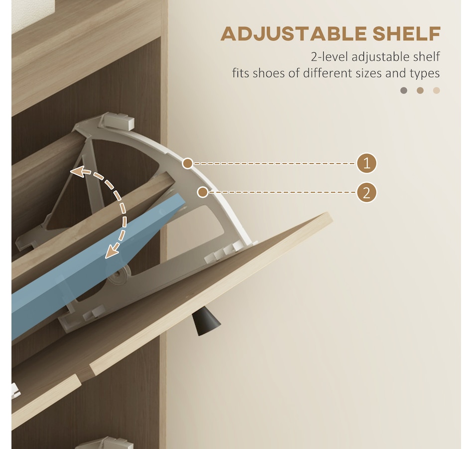 Image 934827_ALTMORE4.jpg, Product 934-827 / Price $189.99, HOMCOM Shoe Storage Cabinet, Narrow Shoe Cabinet with 4 Flip Drawers, Oak from HOMCOM on TSC.ca's Home & Garden department
